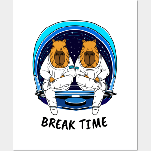 Break Time, Cute Capybara Astronauts Posters and Art